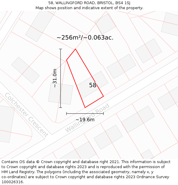 58, WALLINGFORD ROAD, BRISTOL, BS4 1SJ: Plot and title map