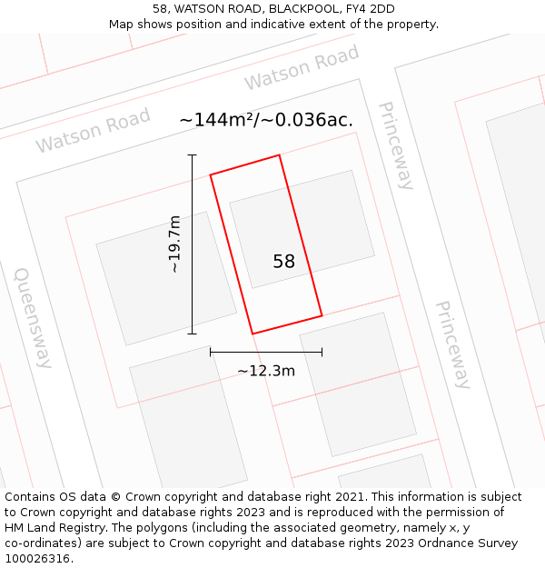 58, WATSON ROAD, BLACKPOOL, FY4 2DD: Plot and title map