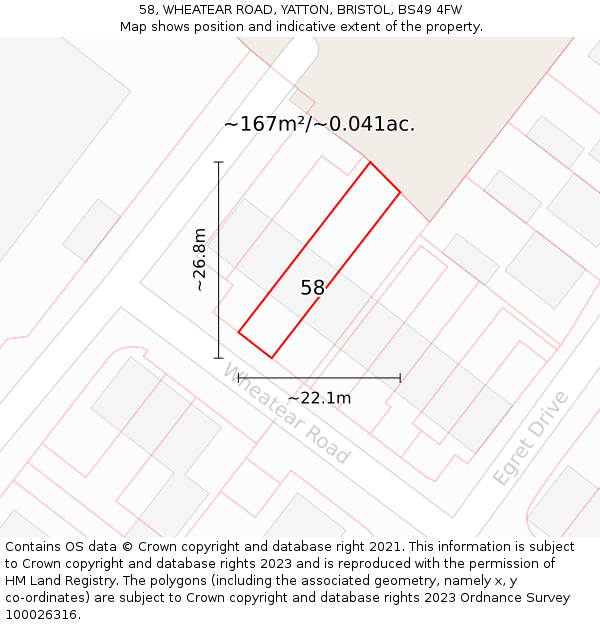 58, WHEATEAR ROAD, YATTON, BRISTOL, BS49 4FW: Plot and title map