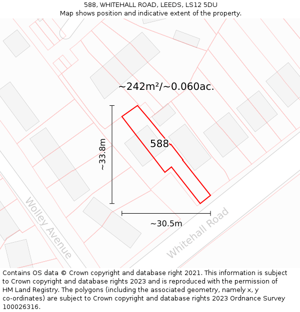 588, WHITEHALL ROAD, LEEDS, LS12 5DU: Plot and title map