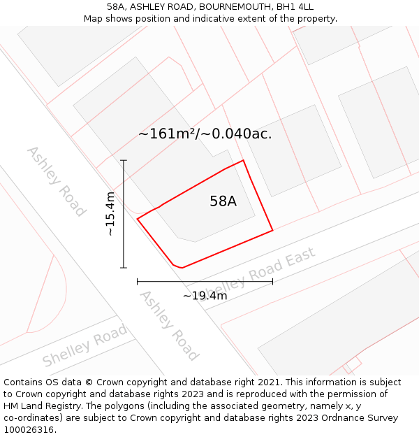 58A, ASHLEY ROAD, BOURNEMOUTH, BH1 4LL: Plot and title map
