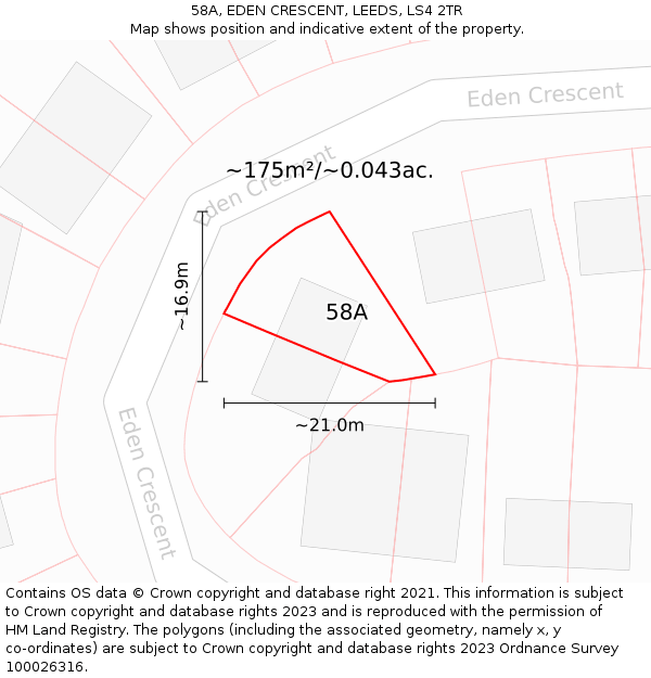 58A, EDEN CRESCENT, LEEDS, LS4 2TR: Plot and title map