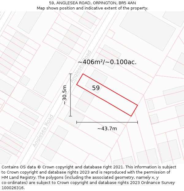 59, ANGLESEA ROAD, ORPINGTON, BR5 4AN: Plot and title map
