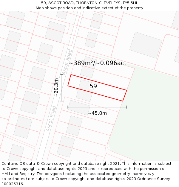 59, ASCOT ROAD, THORNTON-CLEVELEYS, FY5 5HL: Plot and title map