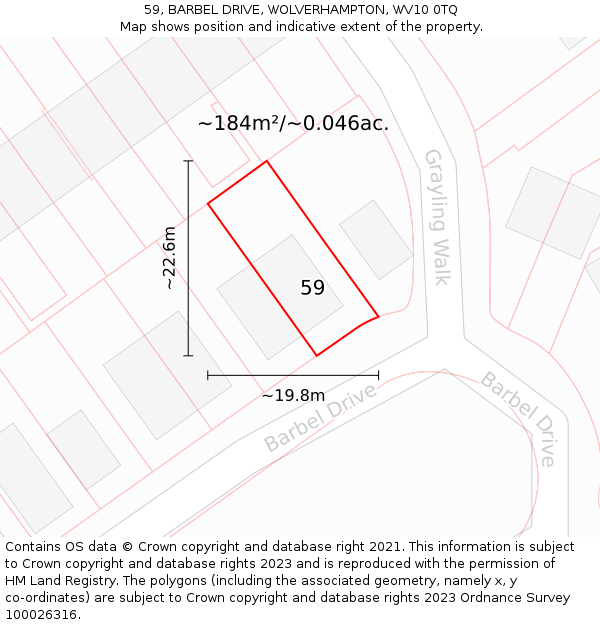 59, BARBEL DRIVE, WOLVERHAMPTON, WV10 0TQ: Plot and title map