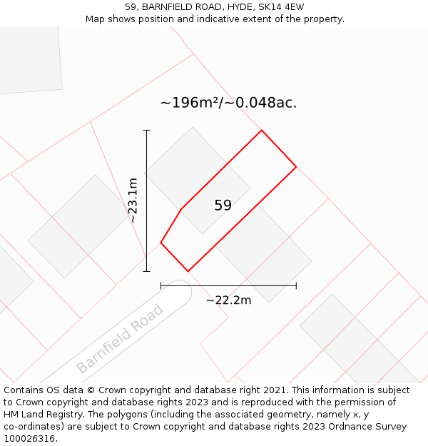 59, BARNFIELD ROAD, HYDE, SK14 4EW: Plot and title map