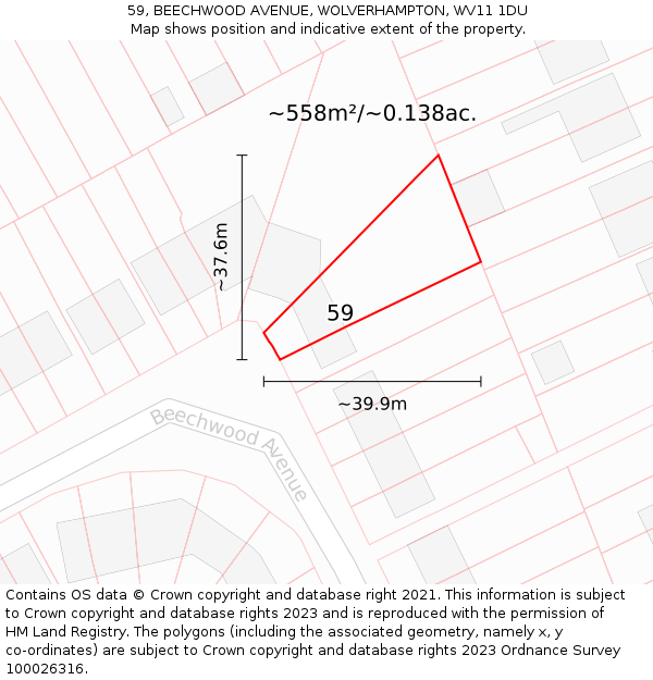 59, BEECHWOOD AVENUE, WOLVERHAMPTON, WV11 1DU: Plot and title map