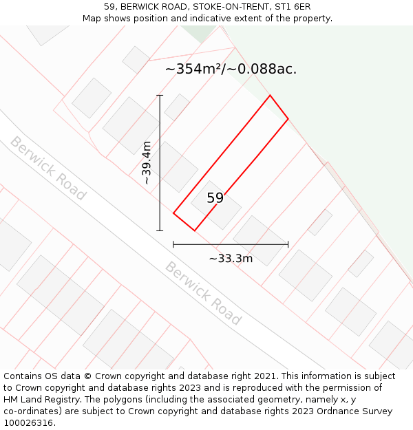 59, BERWICK ROAD, STOKE-ON-TRENT, ST1 6ER: Plot and title map