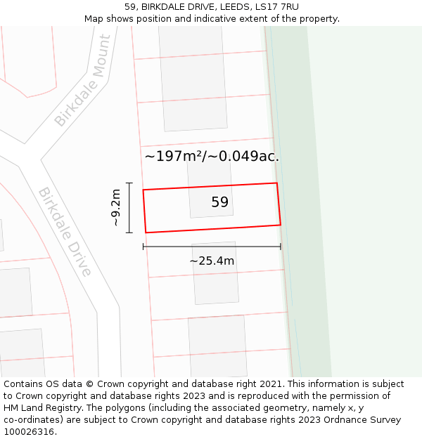 59, BIRKDALE DRIVE, LEEDS, LS17 7RU: Plot and title map