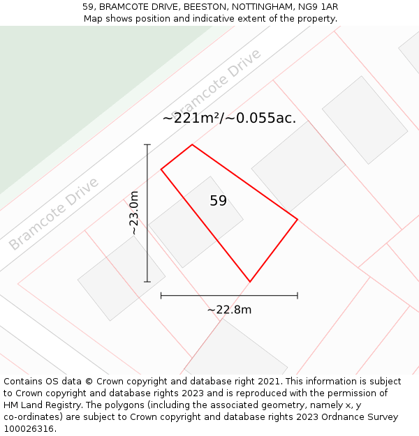 59, BRAMCOTE DRIVE, BEESTON, NOTTINGHAM, NG9 1AR: Plot and title map