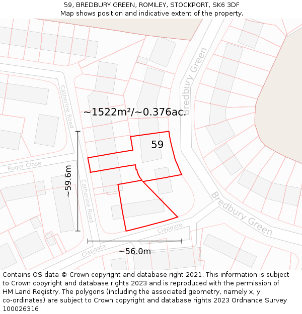 59, BREDBURY GREEN, ROMILEY, STOCKPORT, SK6 3DF: Plot and title map