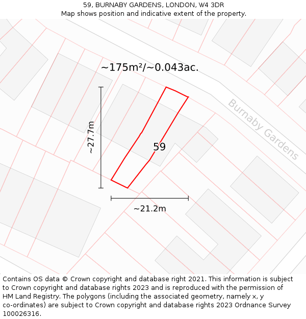 59, BURNABY GARDENS, LONDON, W4 3DR: Plot and title map