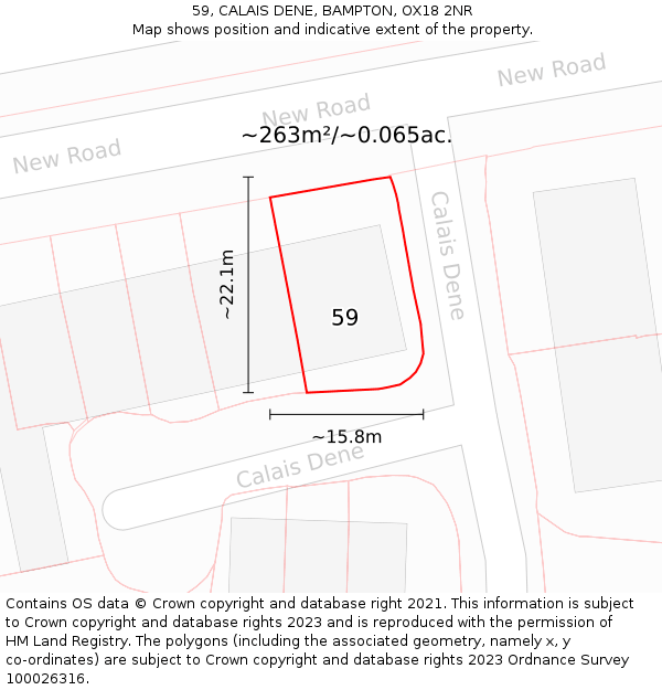 59, CALAIS DENE, BAMPTON, OX18 2NR: Plot and title map