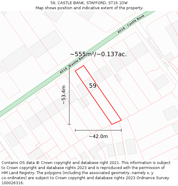 59, CASTLE BANK, STAFFORD, ST16 1DW: Plot and title map