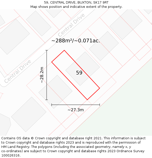 59, CENTRAL DRIVE, BUXTON, SK17 9RT: Plot and title map