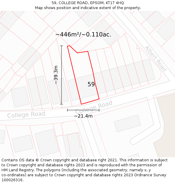 59, COLLEGE ROAD, EPSOM, KT17 4HQ: Plot and title map