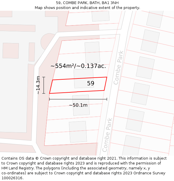 59, COMBE PARK, BATH, BA1 3NH: Plot and title map