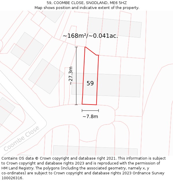 59, COOMBE CLOSE, SNODLAND, ME6 5HZ: Plot and title map