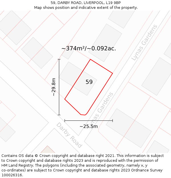 59, DARBY ROAD, LIVERPOOL, L19 9BP: Plot and title map