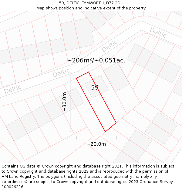 59, DELTIC, TAMWORTH, B77 2DU: Plot and title map