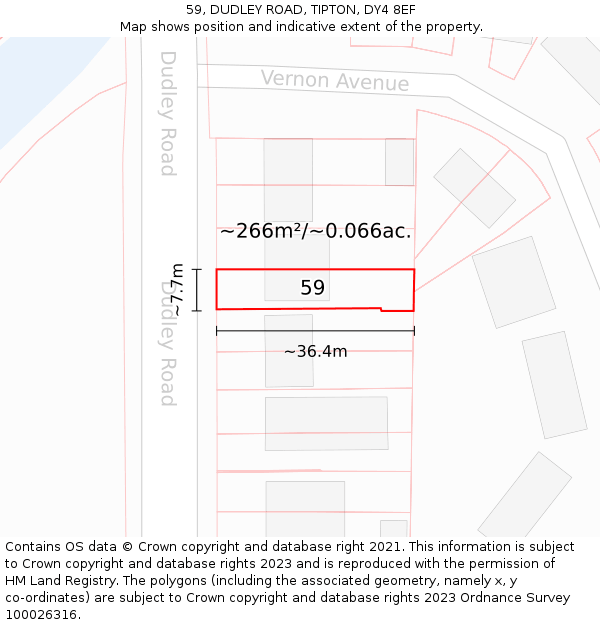 59, DUDLEY ROAD, TIPTON, DY4 8EF: Plot and title map