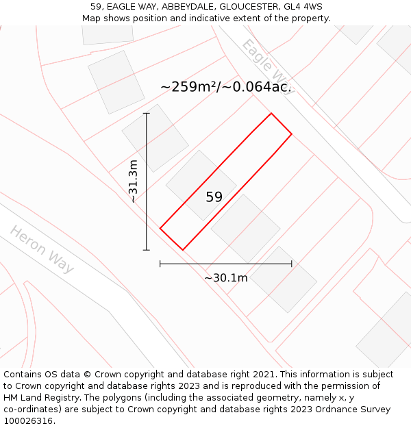 59, EAGLE WAY, ABBEYDALE, GLOUCESTER, GL4 4WS: Plot and title map