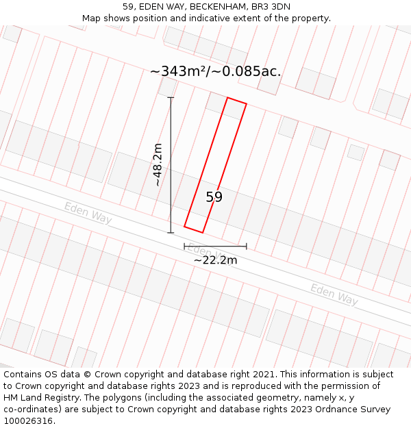 59, EDEN WAY, BECKENHAM, BR3 3DN: Plot and title map