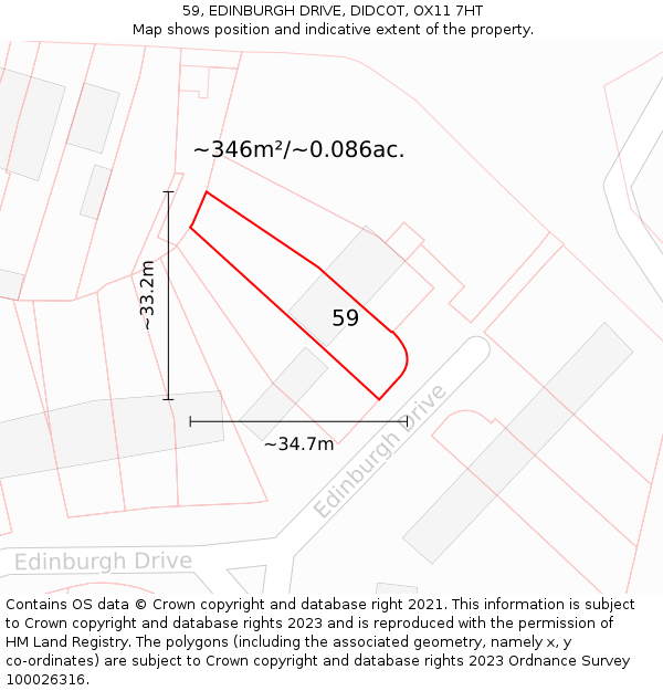 59, EDINBURGH DRIVE, DIDCOT, OX11 7HT: Plot and title map
