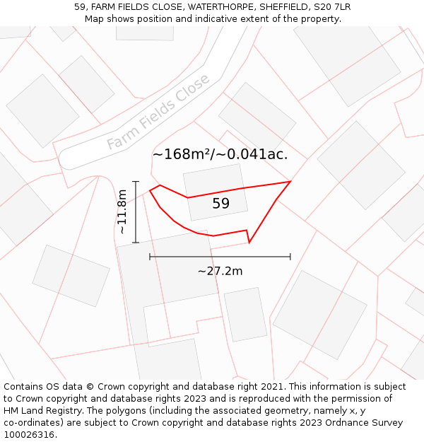59, FARM FIELDS CLOSE, WATERTHORPE, SHEFFIELD, S20 7LR: Plot and title map