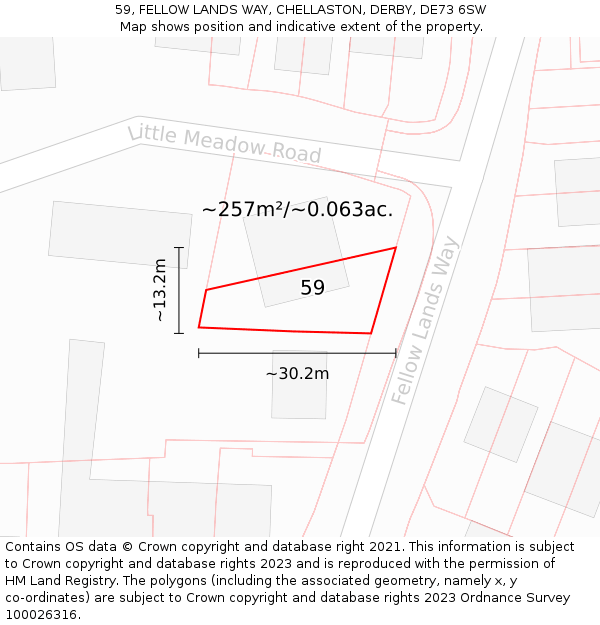 59, FELLOW LANDS WAY, CHELLASTON, DERBY, DE73 6SW: Plot and title map