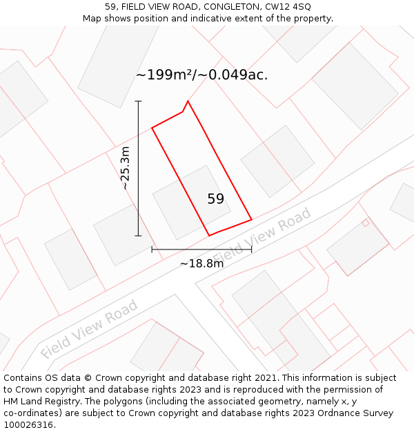 59, FIELD VIEW ROAD, CONGLETON, CW12 4SQ: Plot and title map