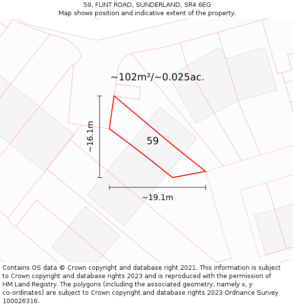 59, FLINT ROAD, SUNDERLAND, SR4 6EG: Plot and title map