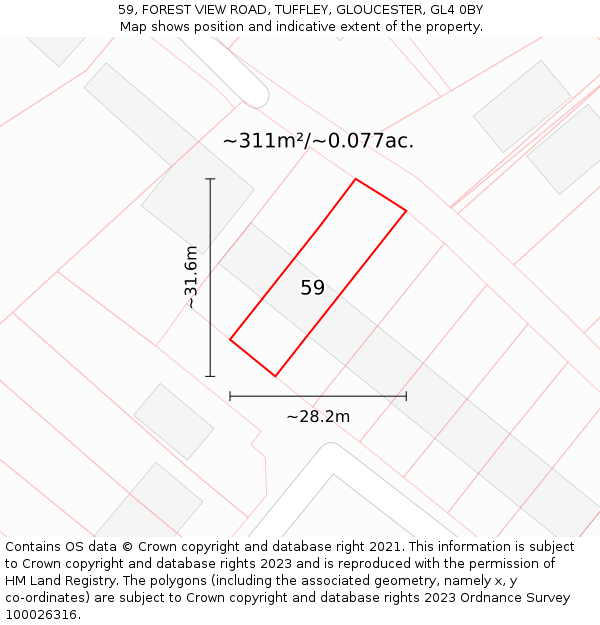 59, FOREST VIEW ROAD, TUFFLEY, GLOUCESTER, GL4 0BY: Plot and title map