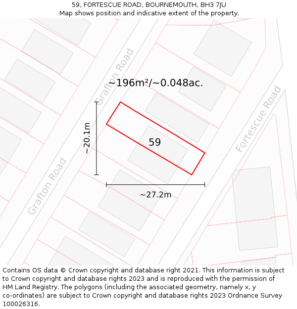59, FORTESCUE ROAD, BOURNEMOUTH, BH3 7JU: Plot and title map