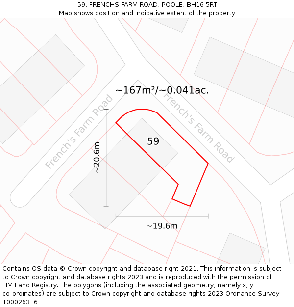 59, FRENCHS FARM ROAD, POOLE, BH16 5RT: Plot and title map