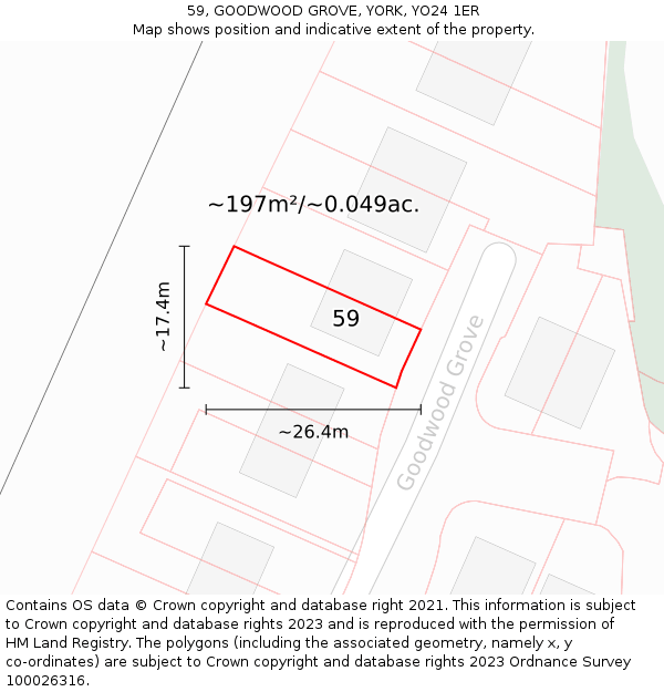 59, GOODWOOD GROVE, YORK, YO24 1ER: Plot and title map