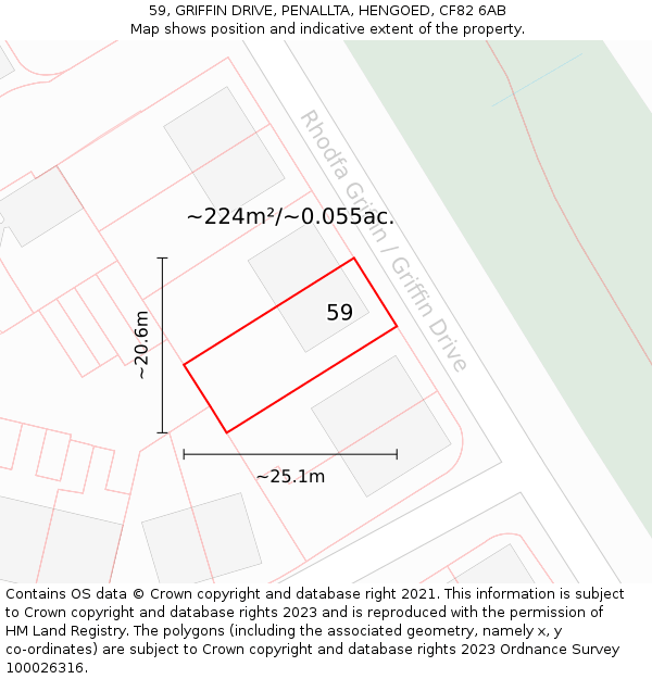 59, GRIFFIN DRIVE, PENALLTA, HENGOED, CF82 6AB: Plot and title map