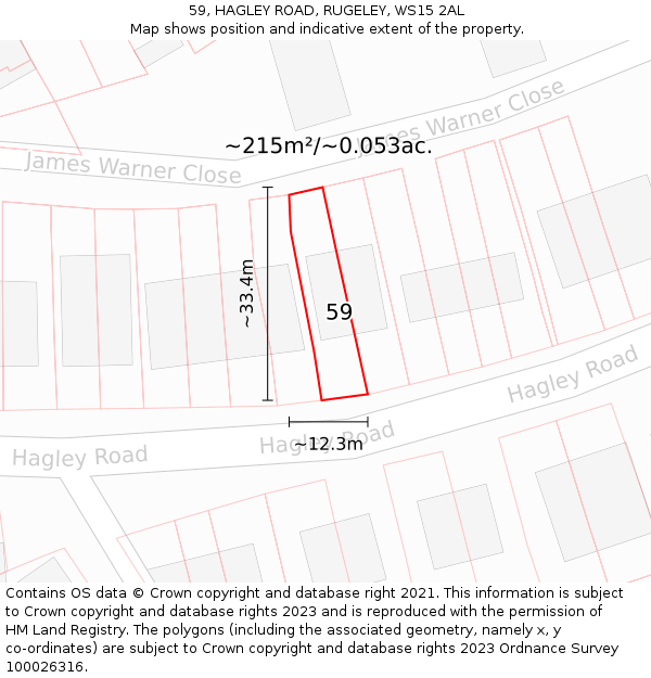 59, HAGLEY ROAD, RUGELEY, WS15 2AL: Plot and title map