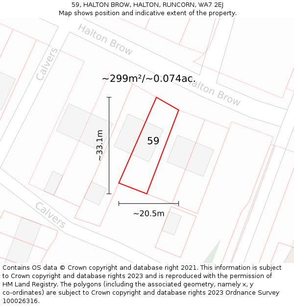 59, HALTON BROW, HALTON, RUNCORN, WA7 2EJ: Plot and title map