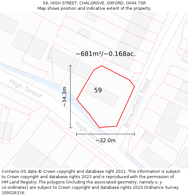 59, HIGH STREET, CHALGROVE, OXFORD, OX44 7SR: Plot and title map
