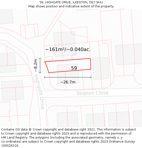 59, HIGHGATE DRIVE, ILKESTON, DE7 9HU: Plot and title map