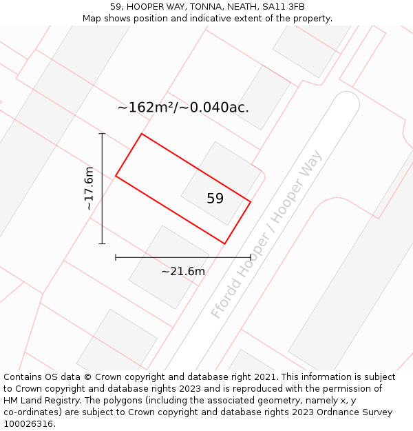 59, HOOPER WAY, TONNA, NEATH, SA11 3FB: Plot and title map