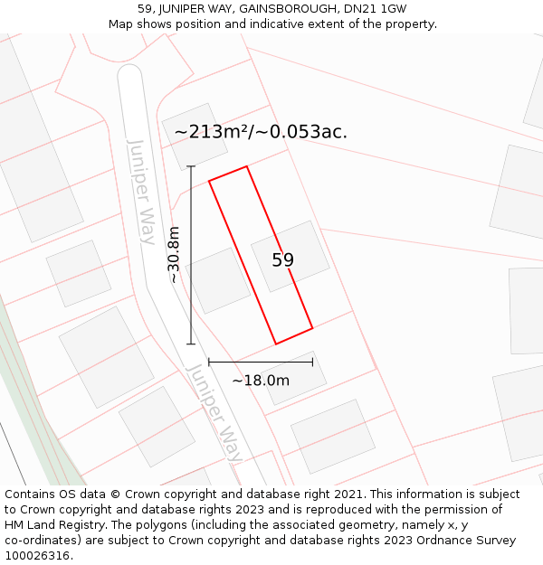 59, JUNIPER WAY, GAINSBOROUGH, DN21 1GW: Plot and title map