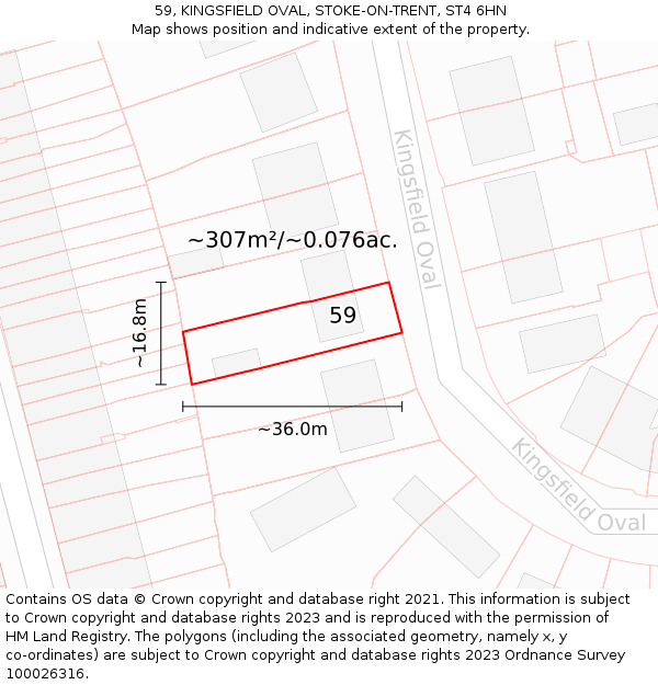 59, KINGSFIELD OVAL, STOKE-ON-TRENT, ST4 6HN: Plot and title map