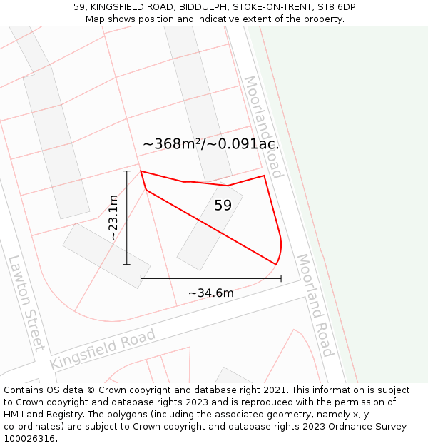 59, KINGSFIELD ROAD, BIDDULPH, STOKE-ON-TRENT, ST8 6DP: Plot and title map