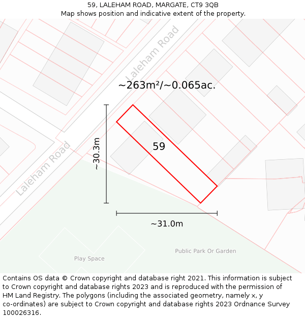 59, LALEHAM ROAD, MARGATE, CT9 3QB: Plot and title map