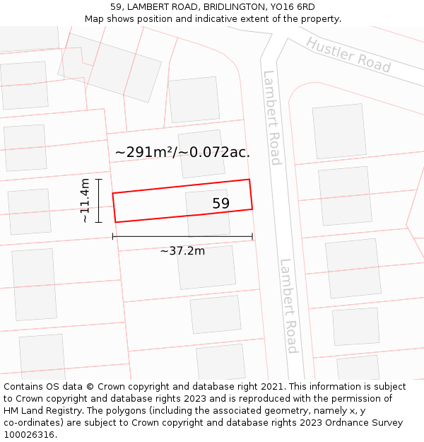 59, LAMBERT ROAD, BRIDLINGTON, YO16 6RD: Plot and title map