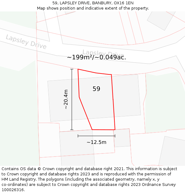 59, LAPSLEY DRIVE, BANBURY, OX16 1EN: Plot and title map