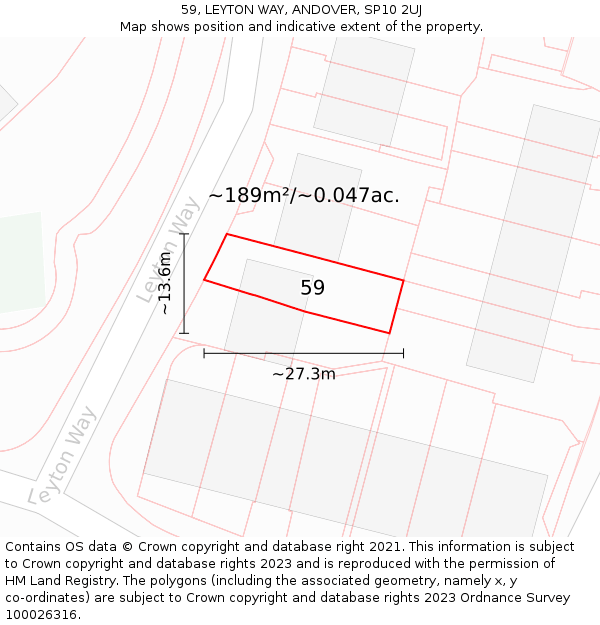 59, LEYTON WAY, ANDOVER, SP10 2UJ: Plot and title map