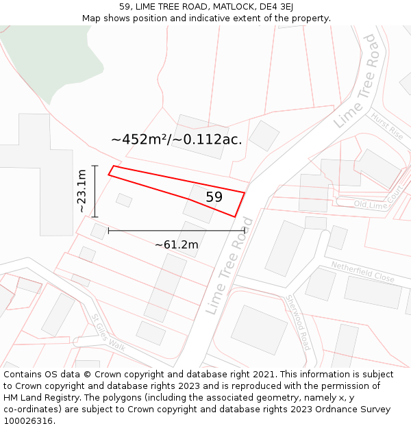 59, LIME TREE ROAD, MATLOCK, DE4 3EJ: Plot and title map